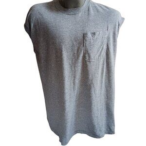 Vtg Men's T-shirt XXXL Single Stitch gray Sleeveless Fruit Loom 90s Grunge 3XL